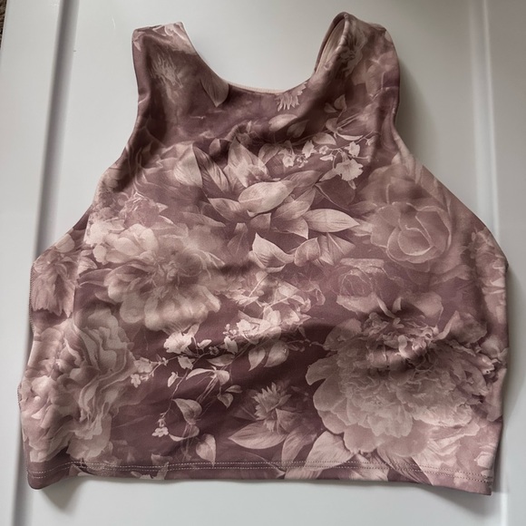 Athleta Tops - Athleta Floral Crop Top in Mauve and Cream